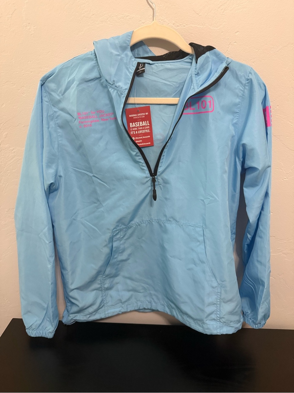Light Blue Kids Pullover Rain Jacket with Hood